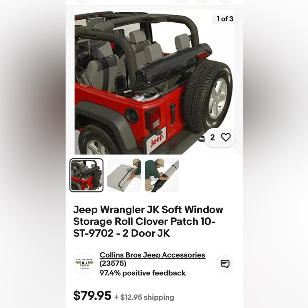 Window Storage Roll for Jeep Wrangler by Clover Patch. “Roll up and Roll Away”